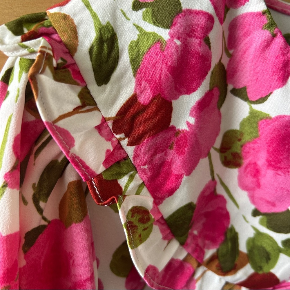 Who What Wear Floral Long Sleeve Mini Dress with Ruffle Collar - Picture 8 of 13